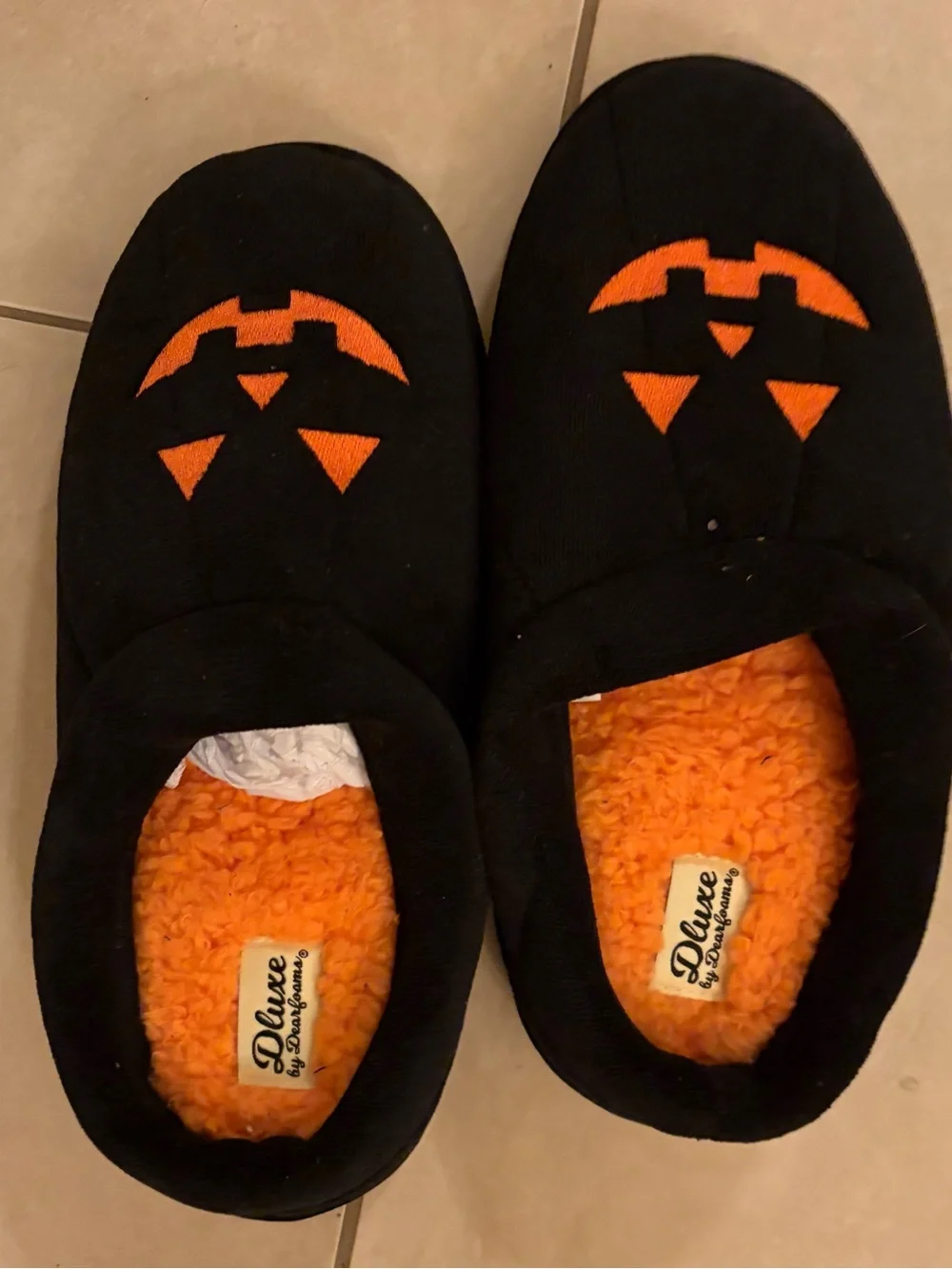 Kids Black & Orange Pumpkin Slippers